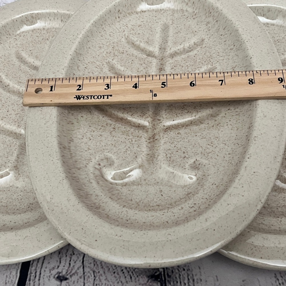 Vintage Red Wing USA Pottery Leaf Design Meat Turkey Serving Plates Set of 3 - Picture 6 of 6